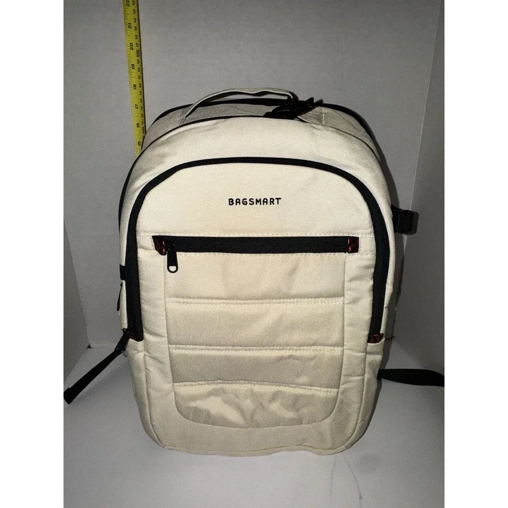 BAGSMART Camera Backpack Beige Tech Gear Bag Laptop Compartment Adjustable